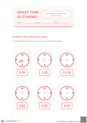 Printable Telling Time Worksheet | Grade 2-4 Math