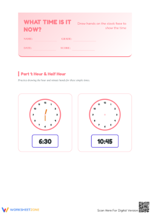 Printable Telling Time Worksheet | Grade 2-4 Math Practice
