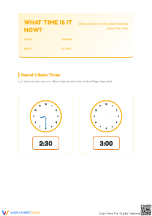 Printable Telling Time Worksheet | Grade 2-4 Math