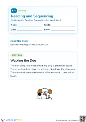 Kindergarten Sequencing Worksheet | Printable Reading Guide
