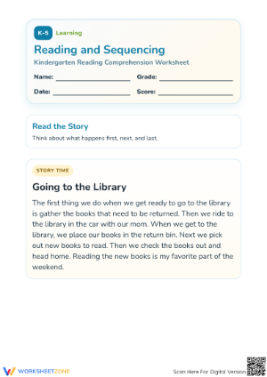 Printable Sequencing Worksheet | Kindergarten Reading ELA