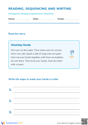 Grade K Sequencing — Printable No-Prep Worksheet