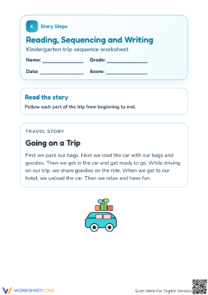 Printable Sequencing Story Steps Worksheet | Grade K ELA