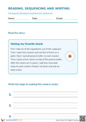 Printable Sequencing Worksheet: Grade K Reading & Writing