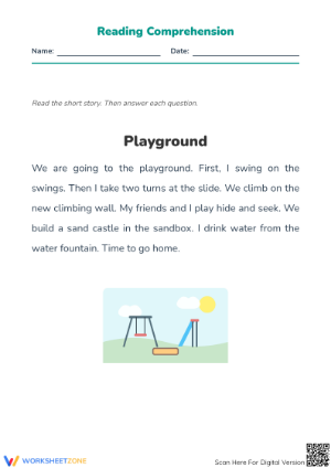 Printable Playground Reading Comprehension | Grade K ELA