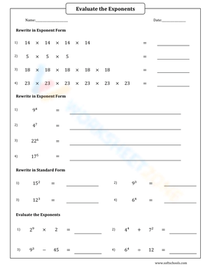 Evaluate the exponents 7
