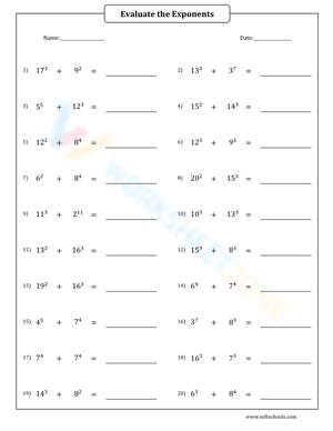Evaluate the exponents 8