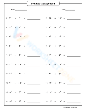 Evaluate the exponents 9
