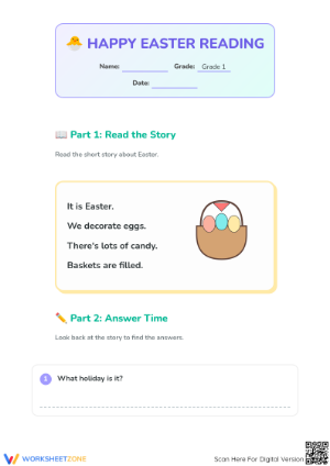 Easter Reading Comprehension | Printable Grade 1 ELA