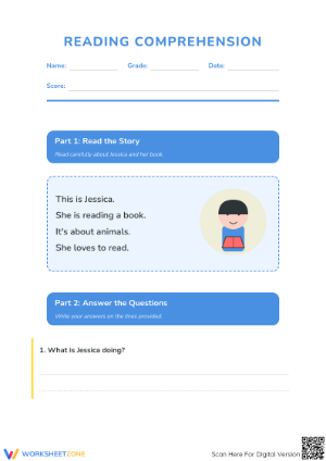 Printable Grade 1 Reading Comprehension: Jessica Worksheet