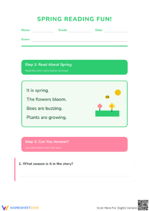 Spring Reading Worksheet | Grade 1 Printable Essential