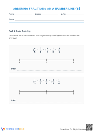 Printable Ordering Fractions Worksheet | Grade 4-6 Math