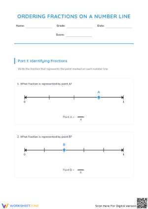 Essential Fractions: Number Line Worksheet (Grades 3-4)