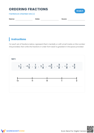 Ordering Fractions Worksheet | Grade 6 Math Printable