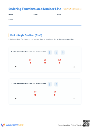 Grade 3-5 Ordering Fractions — Printable No-Prep Worksheet