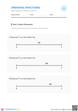 Essential Ordering Fractions Worksheet | Grade 3 Math