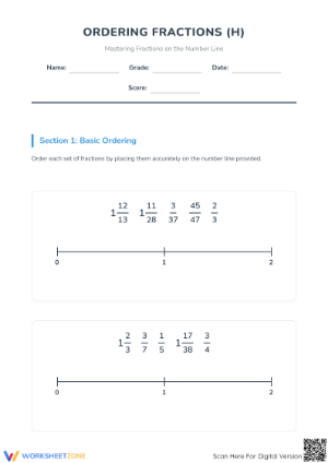 Essential Printable: Ordering Fractions on a Number Line