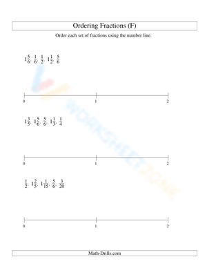 Ordering Fractions and Mixed Numbers on a Number Line