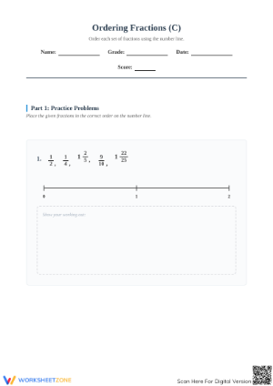 Ordering Fractions on a Number Line | Essential Printable