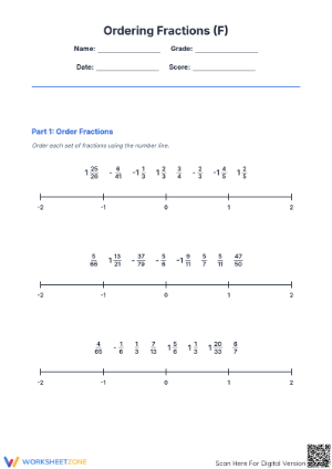 Essential Ordering Fractions on a Number Line | Grade 6