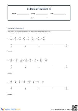 Essential Printable: Ordering Fractions on a Number Line