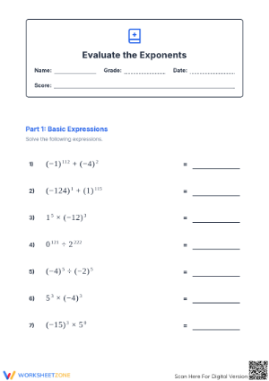 Essential Exponents Practice | Grade 8 Math Worksheet
