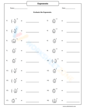 Evaluate the Exponents. 1