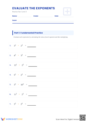 Essential Exponent Multiplication Worksheet | Grade 8 Math