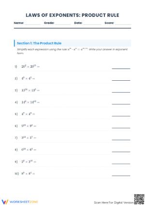 Essential Exponent Rules Practice | Grade 7 & 8 Algebra
