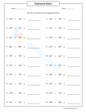 Mastering the Exponents Quotient Rule Worksheet
