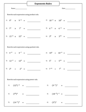 Practicing Product, Quotient, and Power Exponent Rules