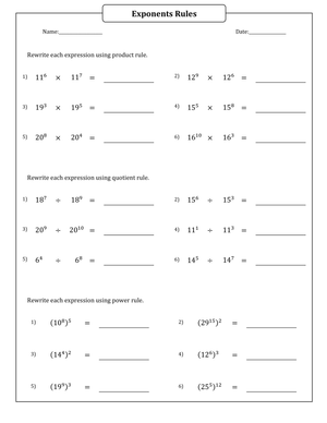 Simplifying Exponents Using Product Quotient And Power Rules