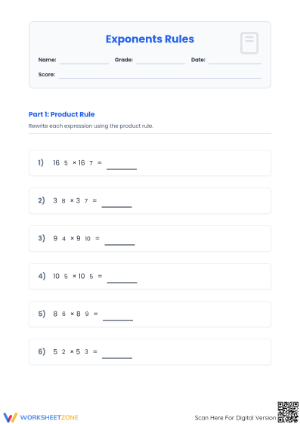 Essential Exponents Rules Worksheet | Printable Grade 8 Math