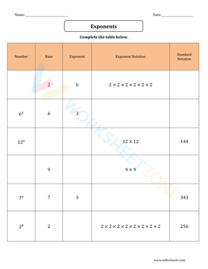 Exponents Standard Notation 1