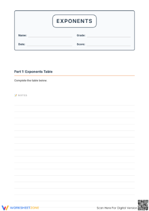 Essential Exponents & Standard Notation Practice | Gr 6-8