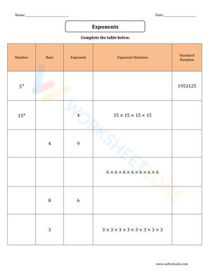 Exponents Standard Notation 7