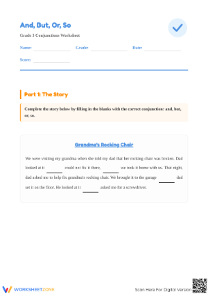 Printable Conjunctions Worksheet | Grade 3 ELA Essential