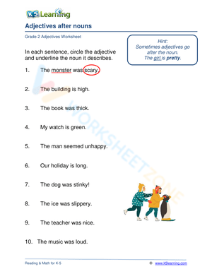 Adjectives after nouns