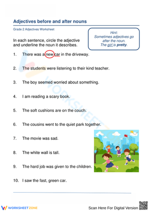 Identifying Adjectives in Sentences