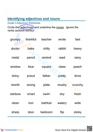 Grade 3 Adjectives and Nouns identification
