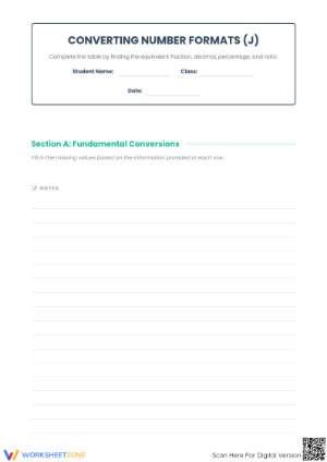 Essential Fraction Decimal Percent Ratio Worksheet | Grade 6