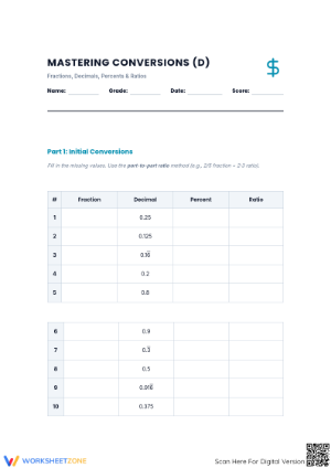 Essential Grade 6 Fractions, Decimals, and Percents Practice