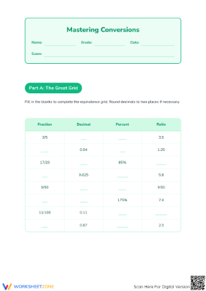 Printable Mastering Conversions Worksheet | Grade 6-8 Math