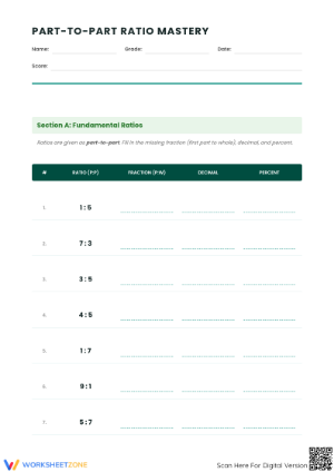 Printable Ratio Conversion Worksheet | Grade 6-7 Math