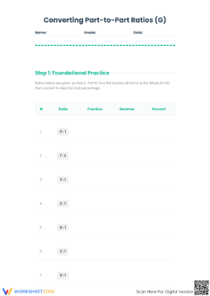 Printable Ratio to Percent Worksheet | Grade 6 Math