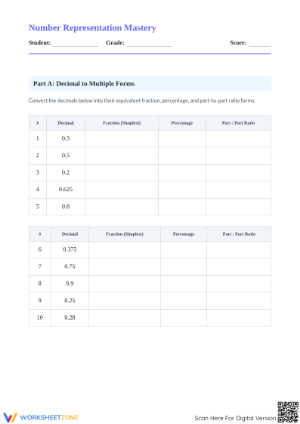 Essential Fractions, Decimals, and Percents Practice