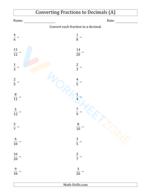 Converting between fractions, decimals, percents, and ratios