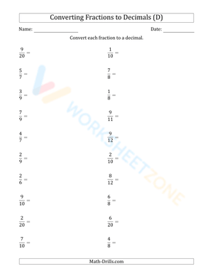Converting between fractions, decimals, percents, and ratios