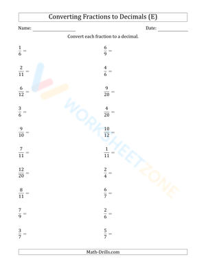 Converting between fractions, decimals, percents, and ratios