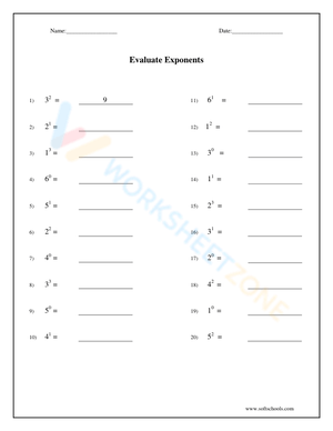 Evaluate Exponents 9